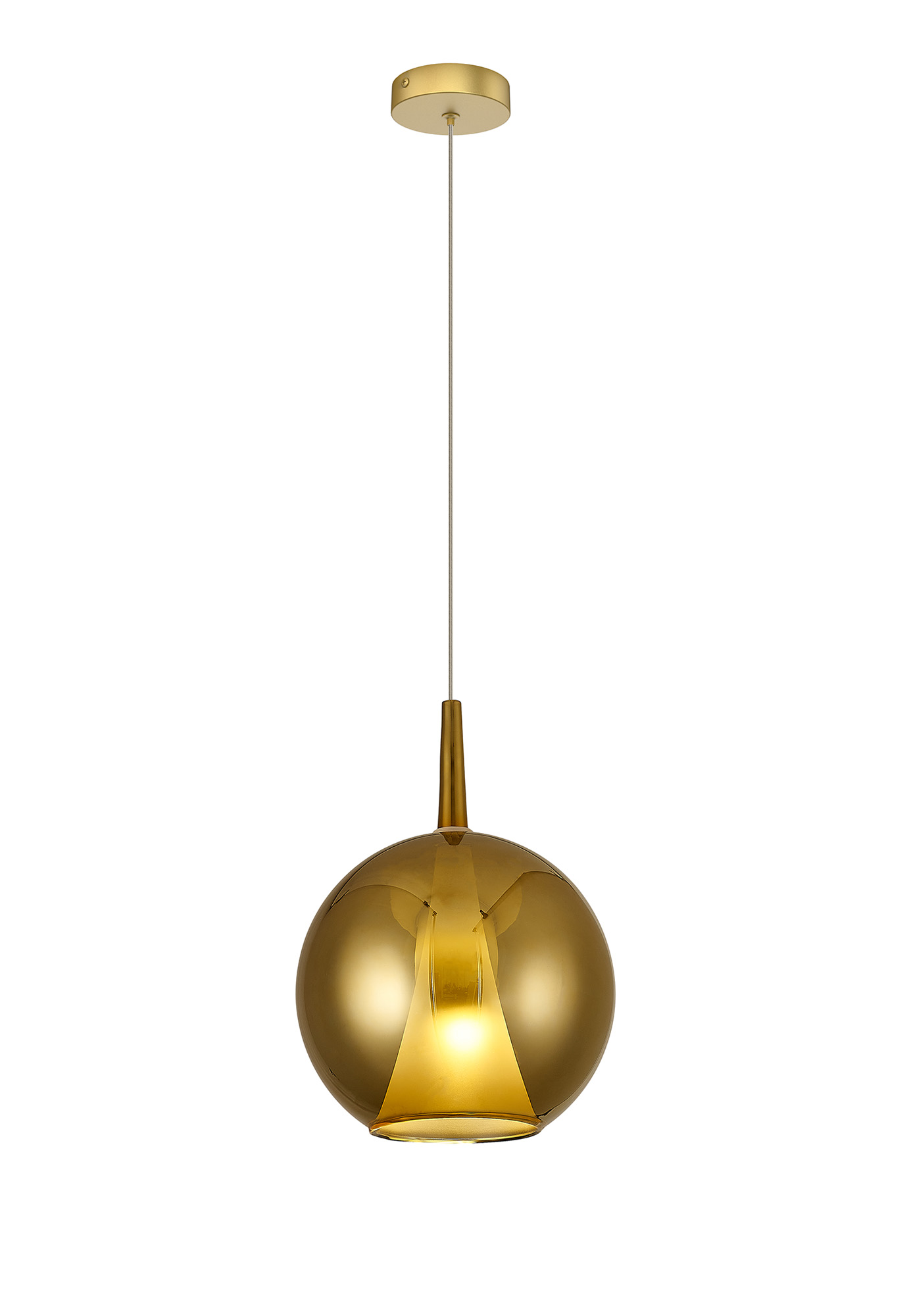 MK0001  Elsa 25cm Single Pendant With Round Double Shade, 1 Light E27, Gold/Frosted